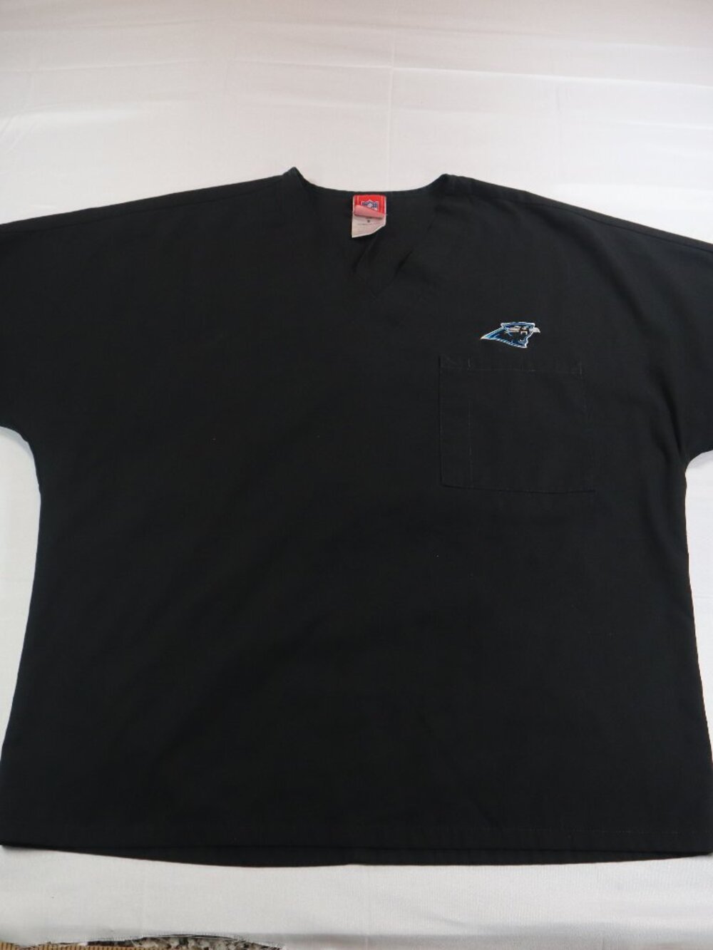 NFL Carolina Panthers Scrub Top Women's Small Black V-Neck